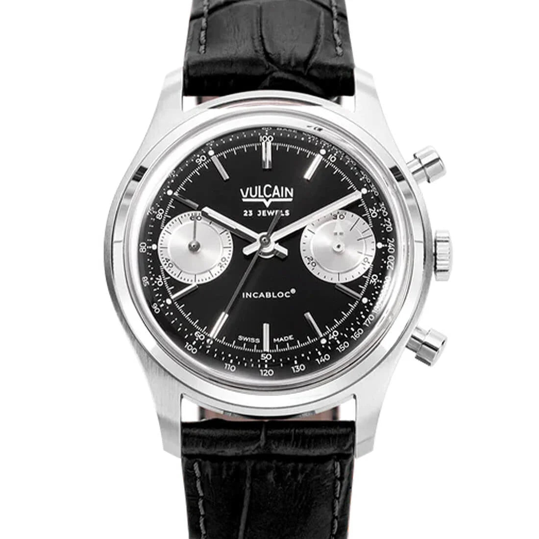 Vulcain Chronographe Remontage Manuel Noir/Argent 38mm