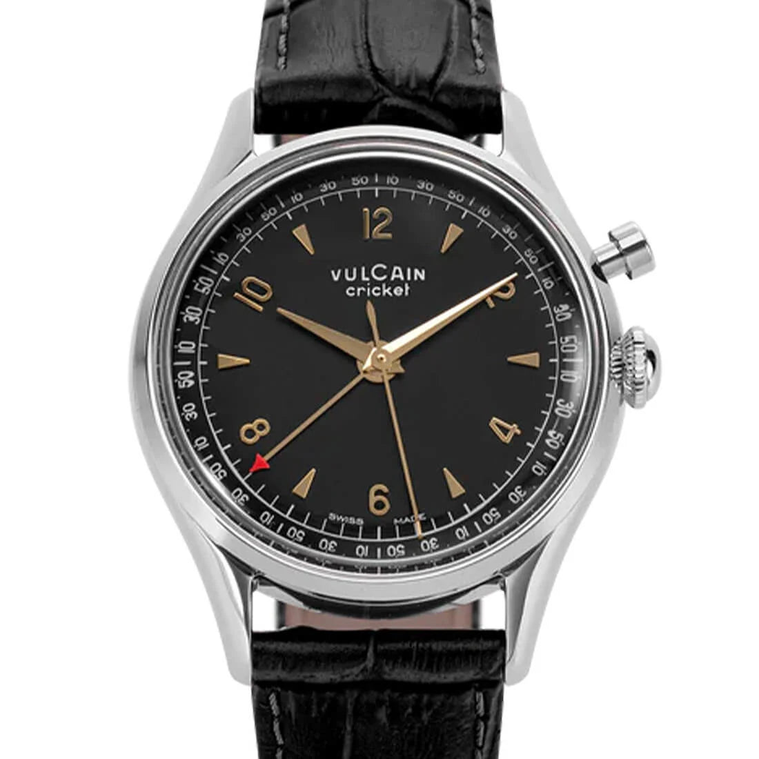 Vulcain Cricket met handopwinding, zwart/goud, 39 mm