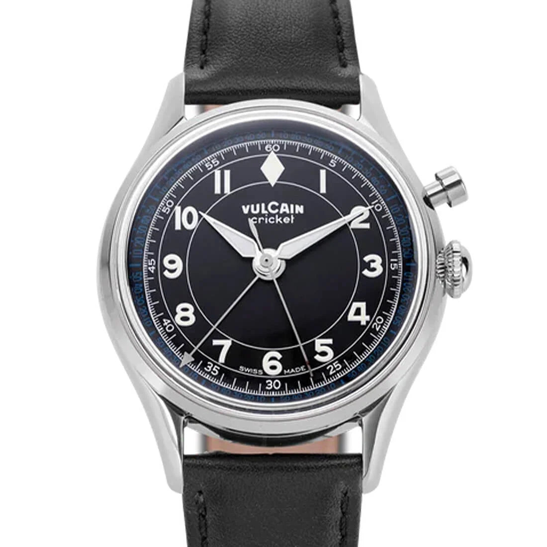 Vulcain Cricket met handopwinding, zwart, 39 mm