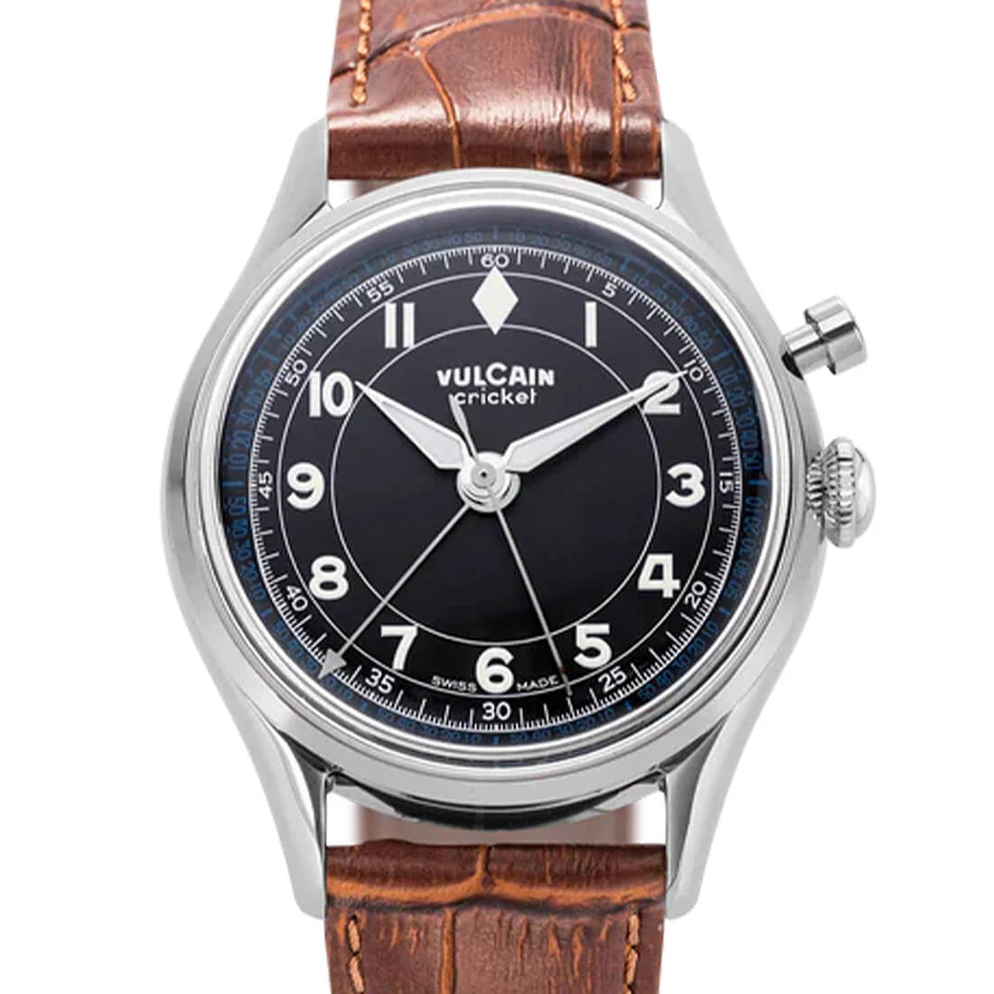 Vulcain Cricket met handopwinding, zwart, 39 mm