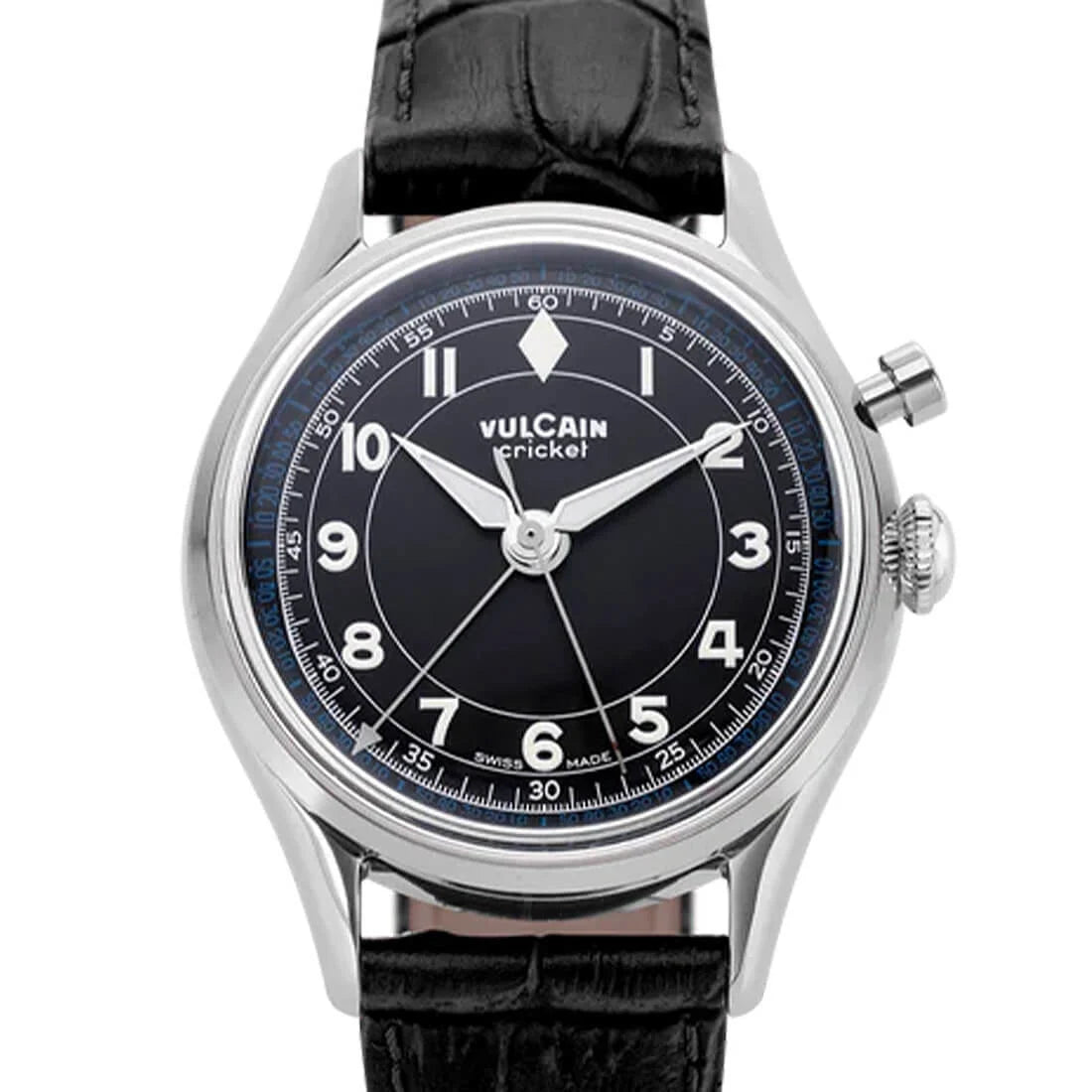 Vulcain Cricket met handopwinding, zwart, 39 mm