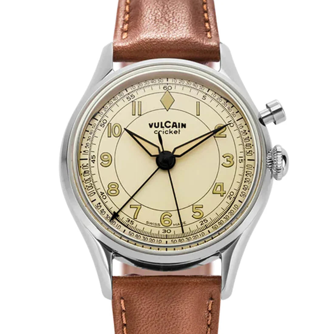 Vulcain Cricket met handopwinding, eierschaalkleur, 39 mm
