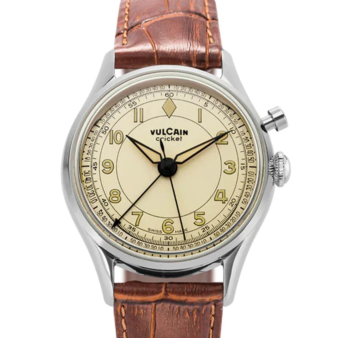 Vulcain Cricket met handopwinding, eierschaalkleur, 39 mm
