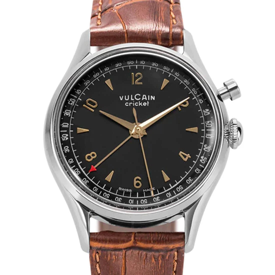 Vulcain Cricket met handopwinding, zwart/goud, 36 mm