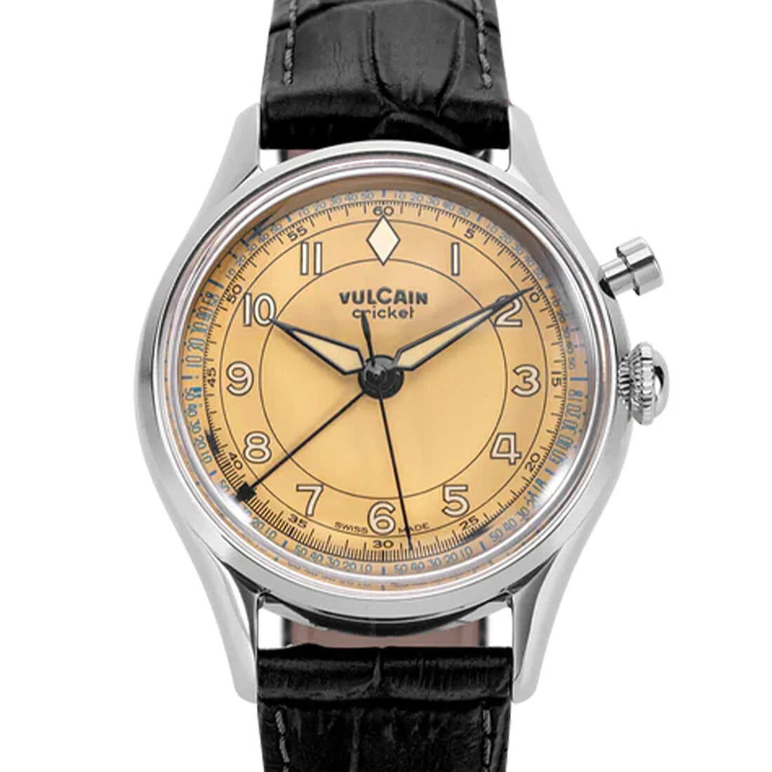 Vulcain Cricket met handopwinding, bruin-kaki, 36 mm