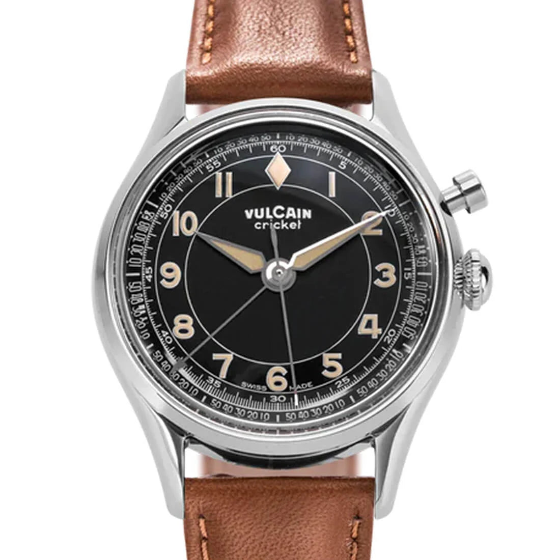 Vulcain Cricket met handopwinding, zwart, 36 mm