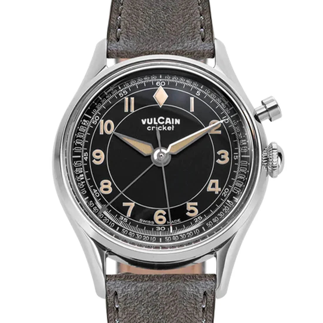 Vulcain Cricket met handopwinding, zwart, 36 mm