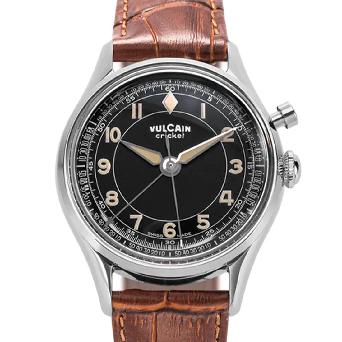 Vulcain Cricket met handopwinding, zwart, 36 mm