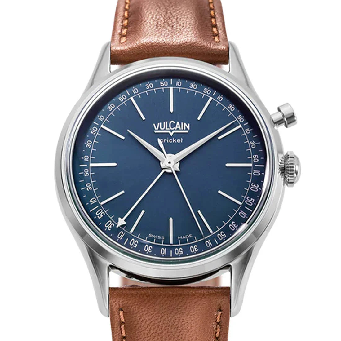 Vulcain Cricket met handopwinding, blauw, 36 mm