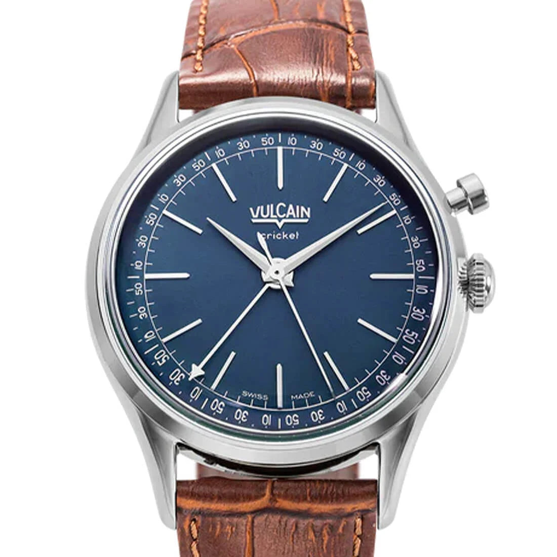 Vulcain Cricket met handopwinding, blauw, 36 mm
