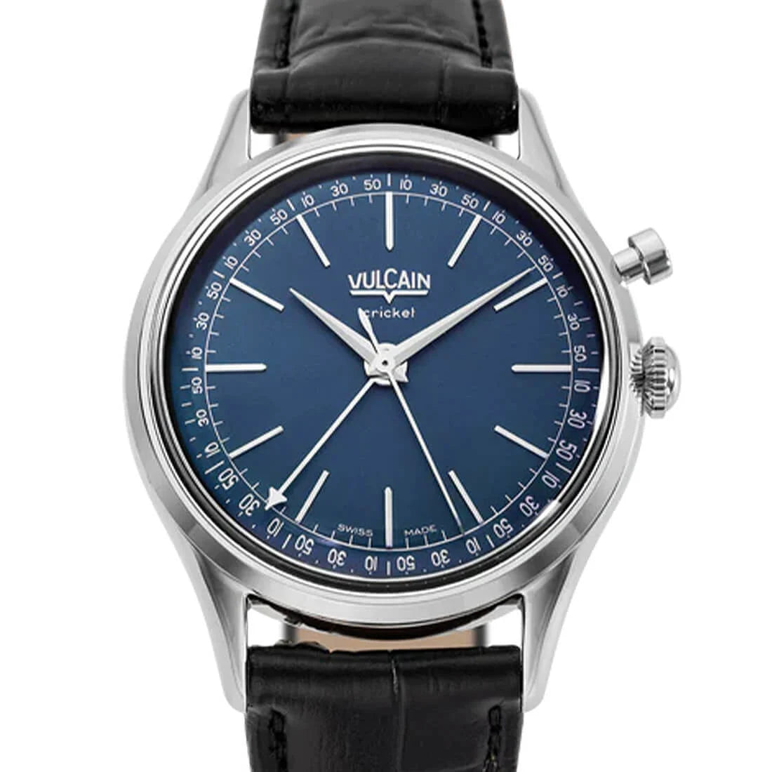 Vulcain Cricket met handopwinding, blauw, 36 mm