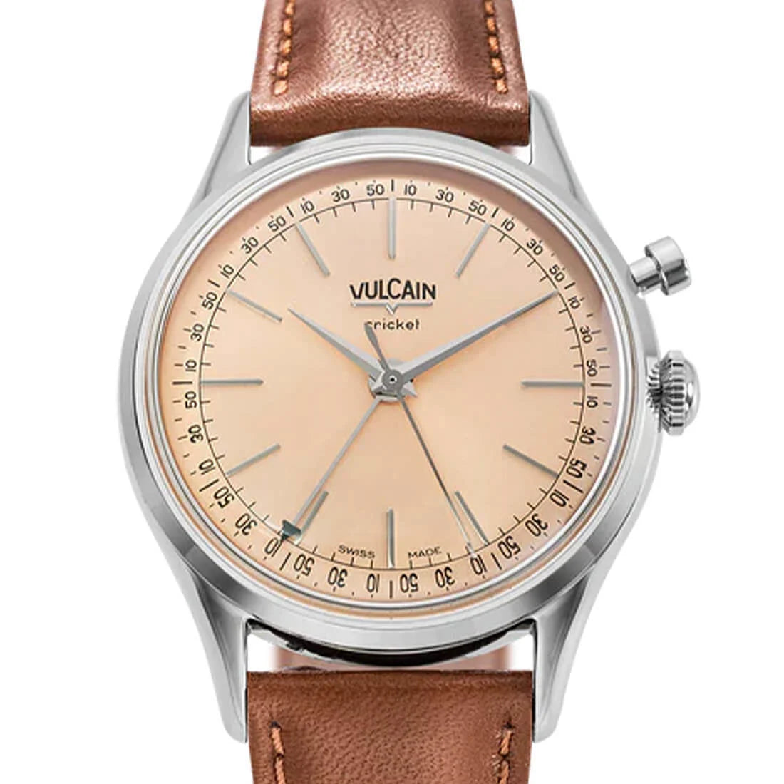 Vulcain Cricket met handopwinding, zalmkleurig, 36 mm