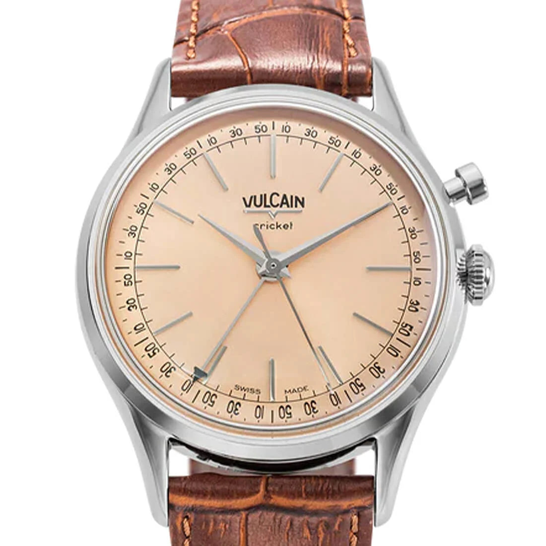 Vulcain Cricket met handopwinding, zalmkleurig, 36 mm