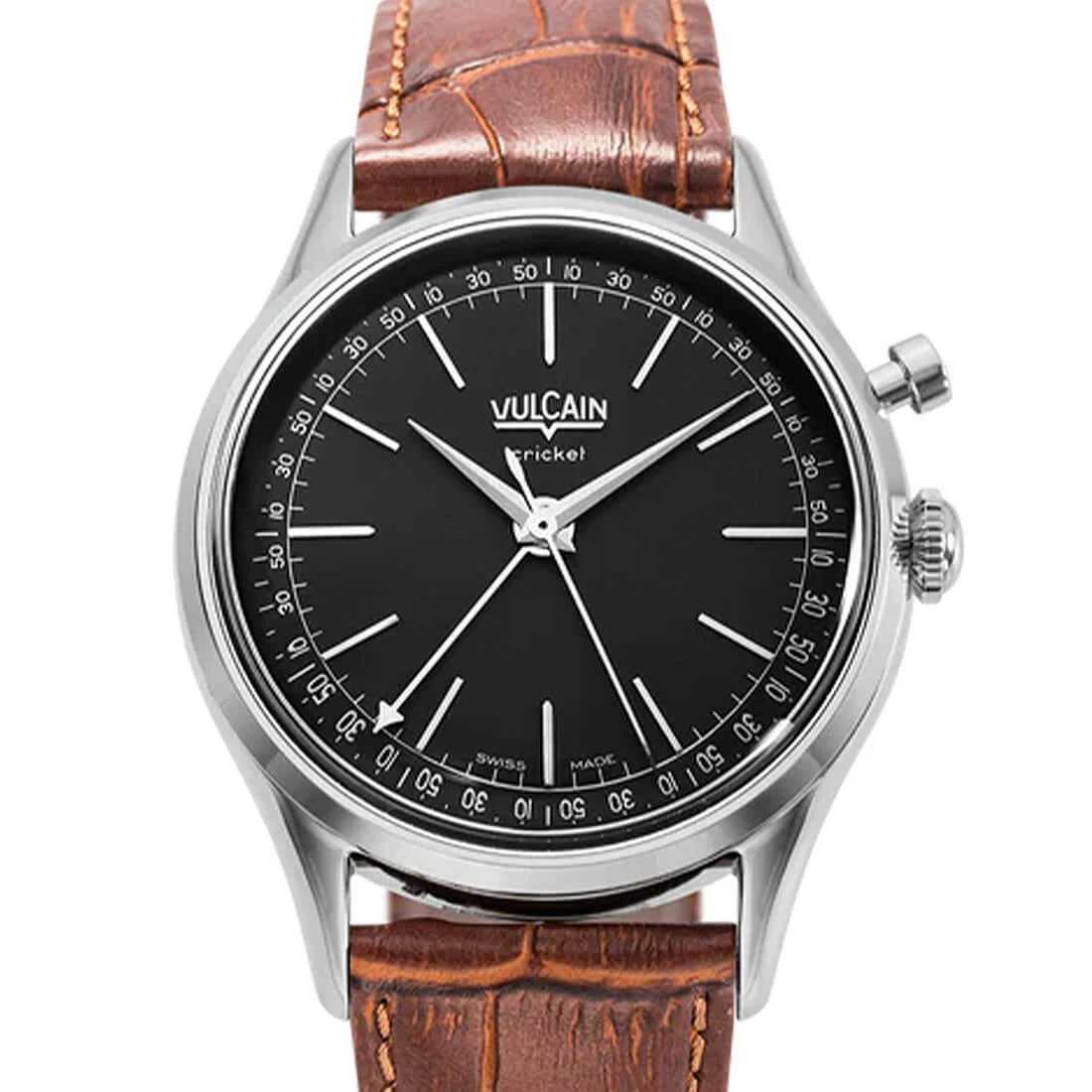 Vulcain Cricket met handopwinding, zwart, 39 mm