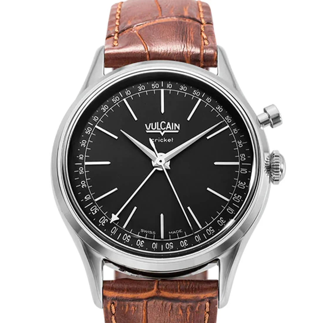 Vulcain Cricket met handopwinding, zwart, 39 mm