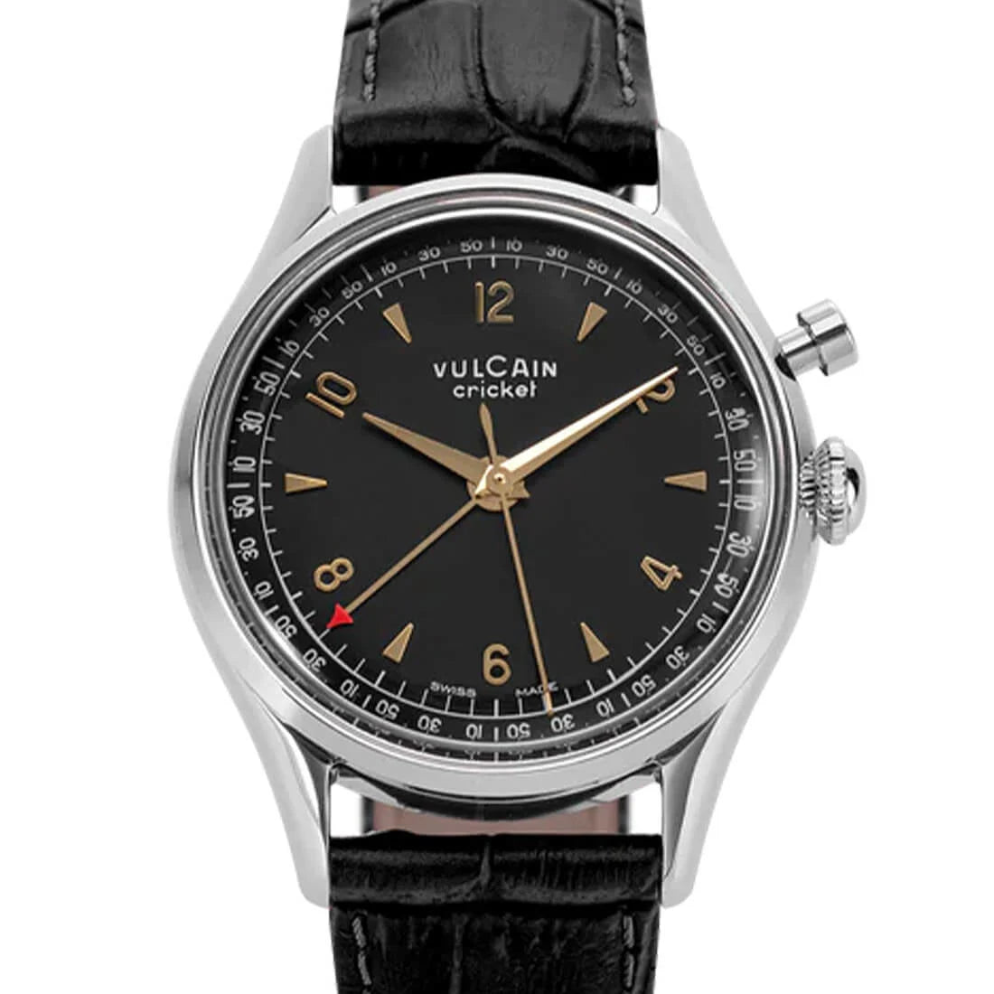 Vulcain Cricket met handopwinding, zwart/goud, 39 mm