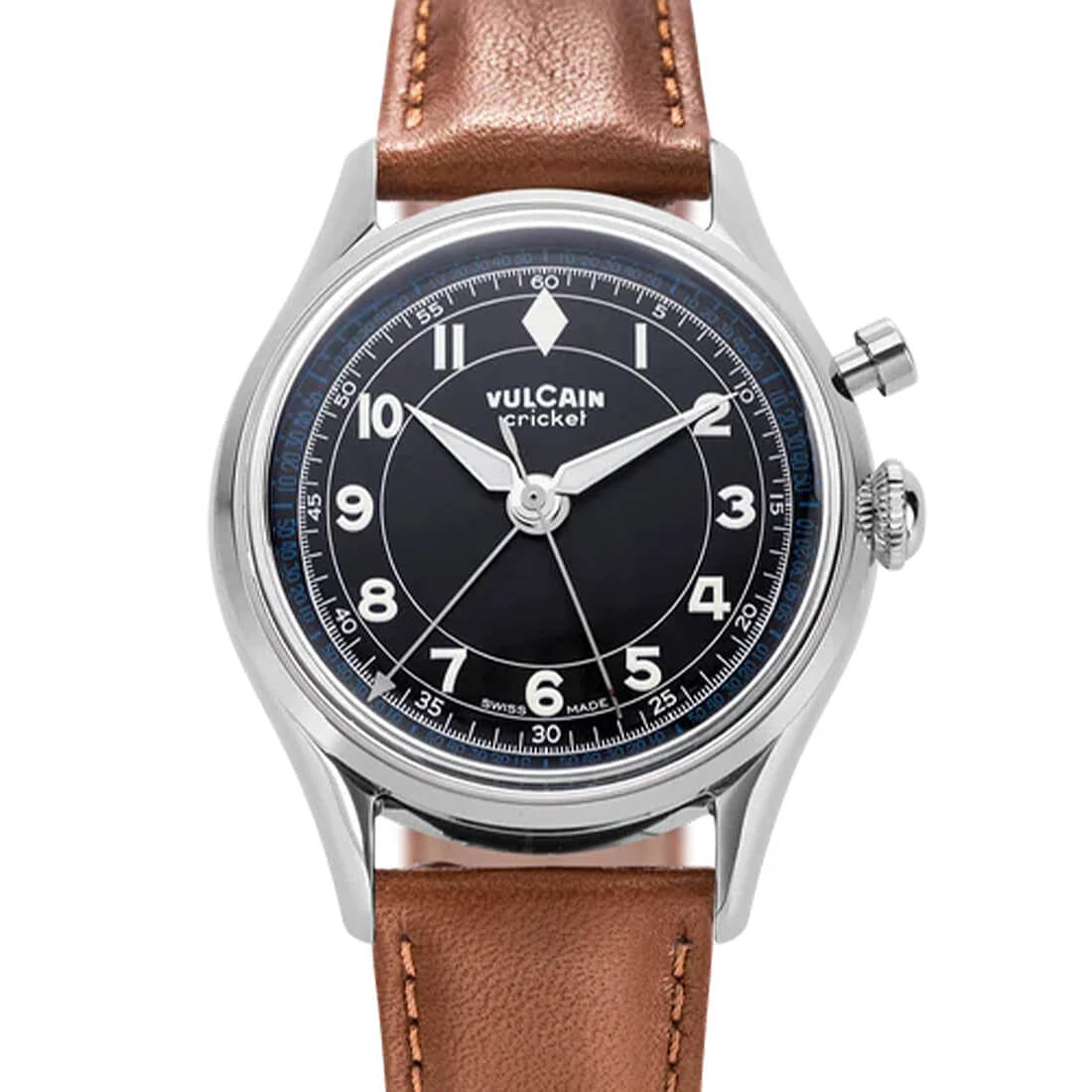 Vulcain Cricket met handopwinding, zwart, 39 mm