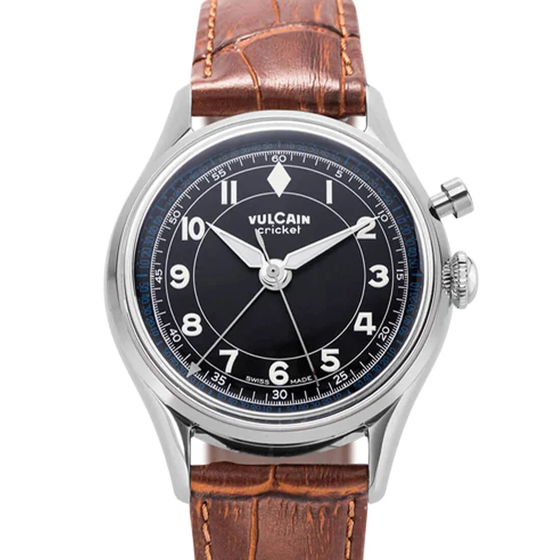 Vulcain Cricket met handopwinding, zwart, 39 mm