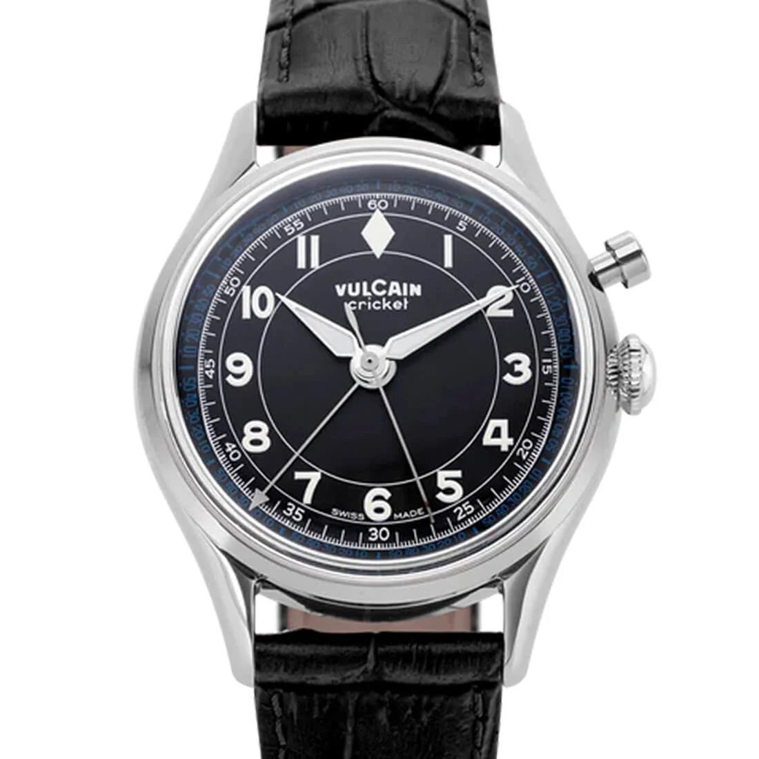 Vulcain Cricket met handopwinding, zwart, 39 mm