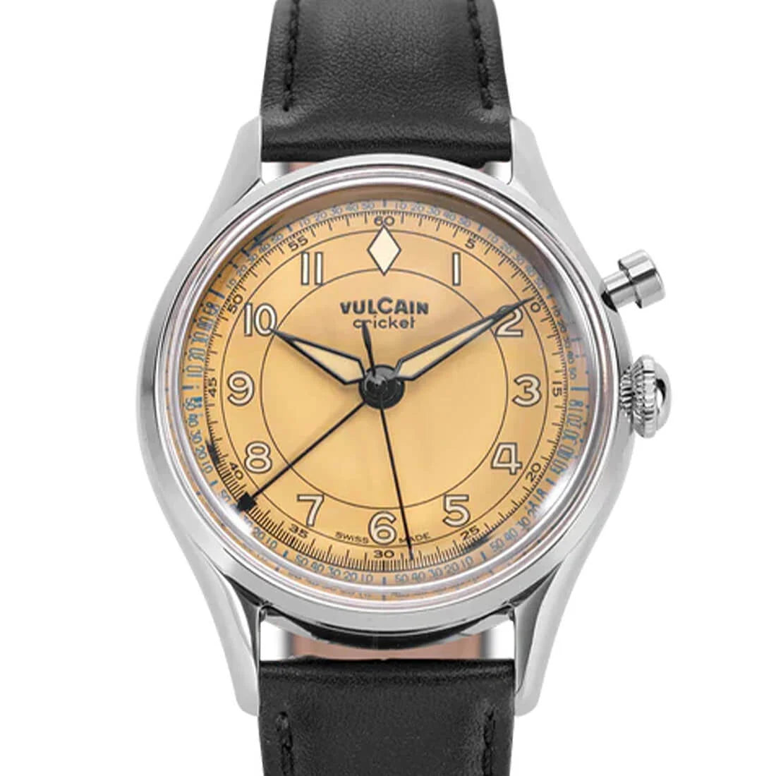 Vulcain Cricket met handopwinding, bruin-kaki, 39 mm