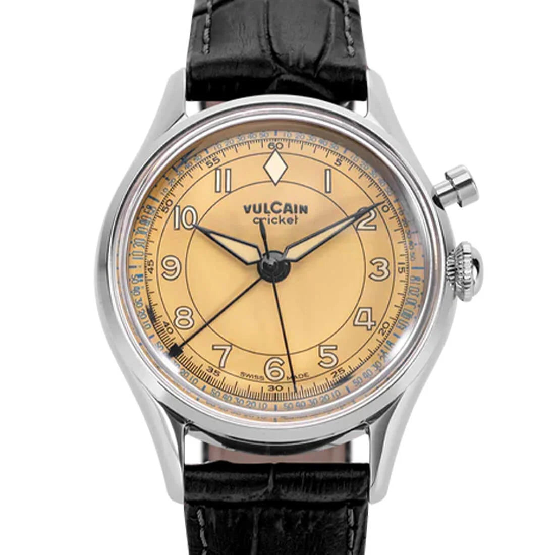 Vulcain Cricket met handopwinding, bruin-kaki, 39 mm