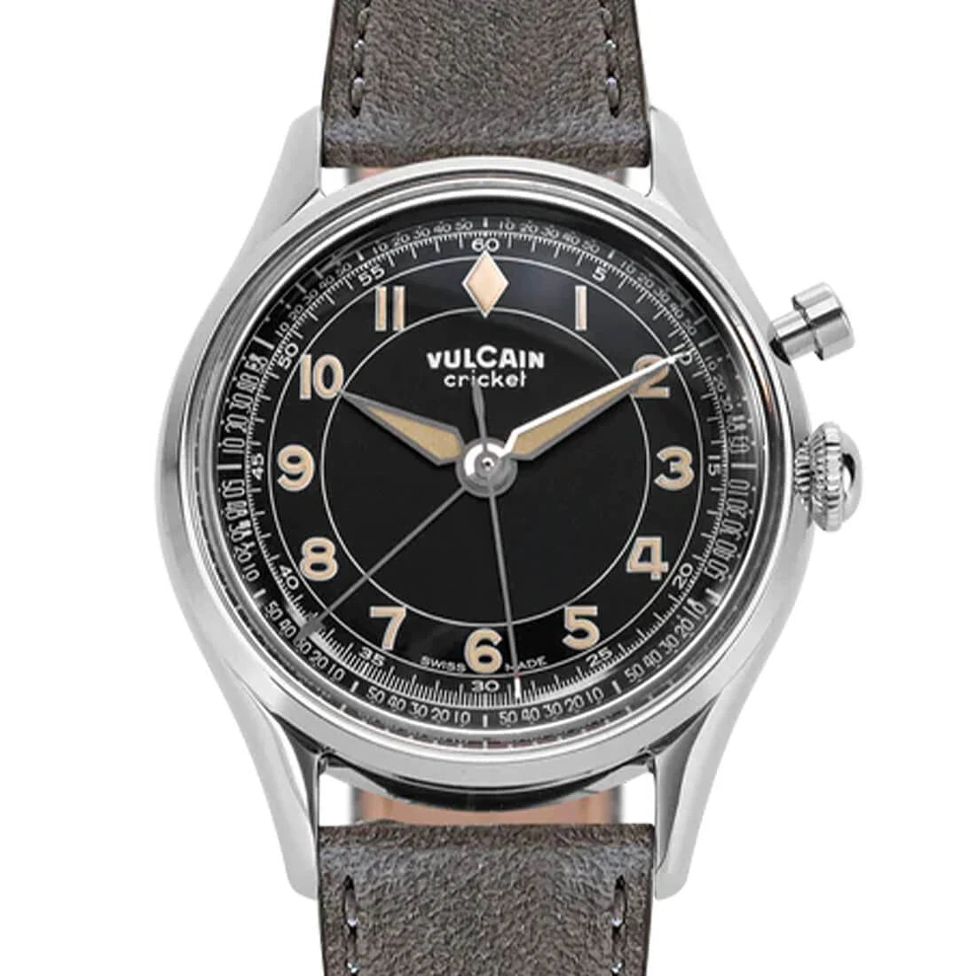 Vulcain Cricket met handopwinding, zwart, 39 mm