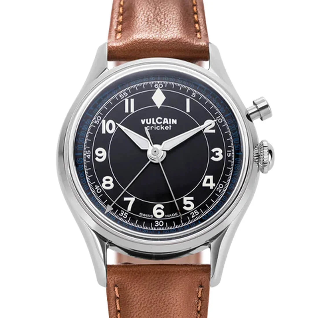 Vulcain Cricket met handopwinding, zwart, 36 mm