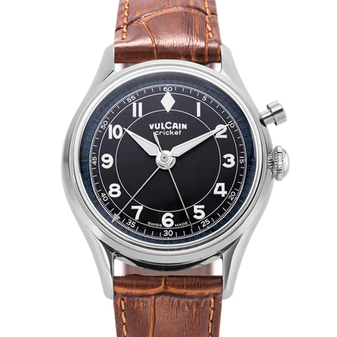 Vulcain Cricket met handopwinding, zwart, 36 mm