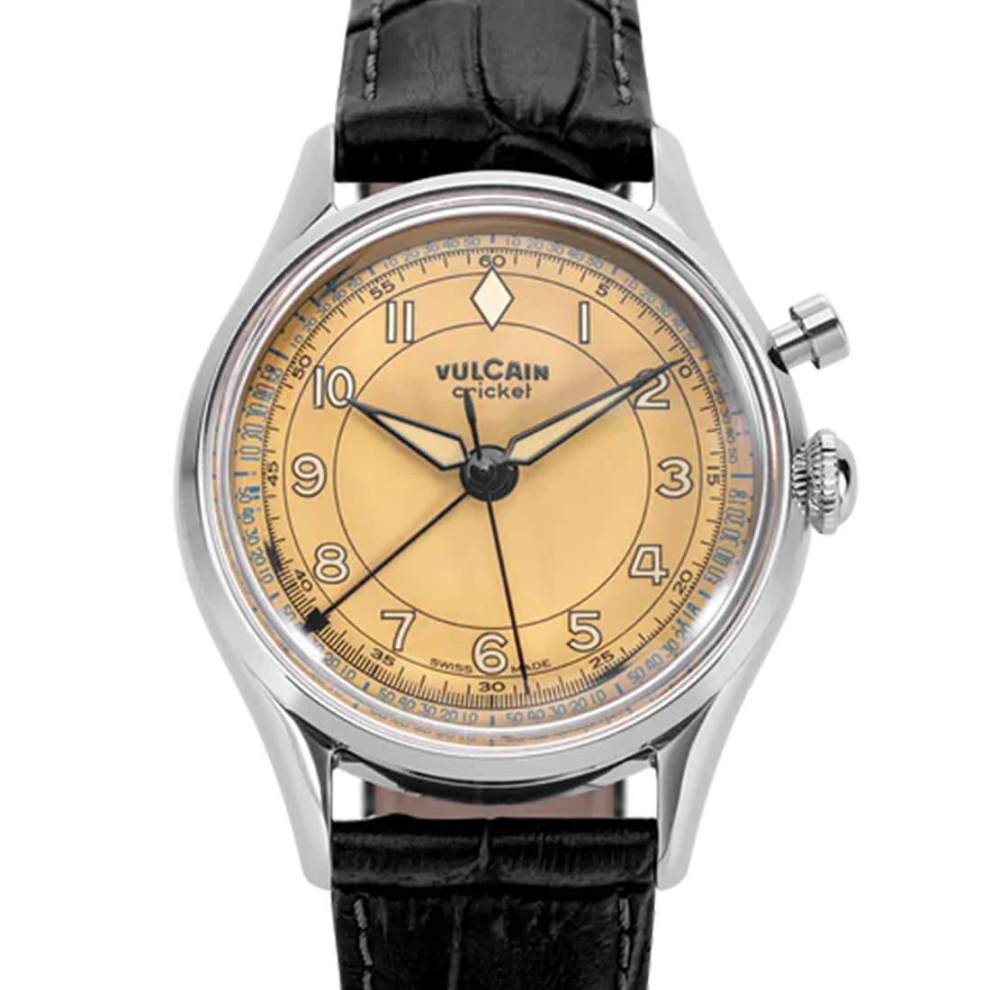 Vulcain Cricket met handopwinding, bruin-kaki, 36 mm