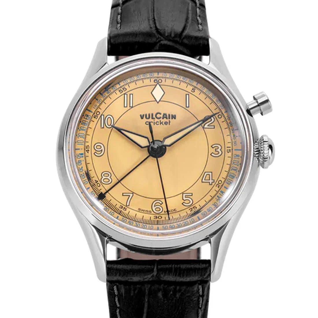 Vulcain Cricket met handopwinding, bruin-kaki, 36 mm