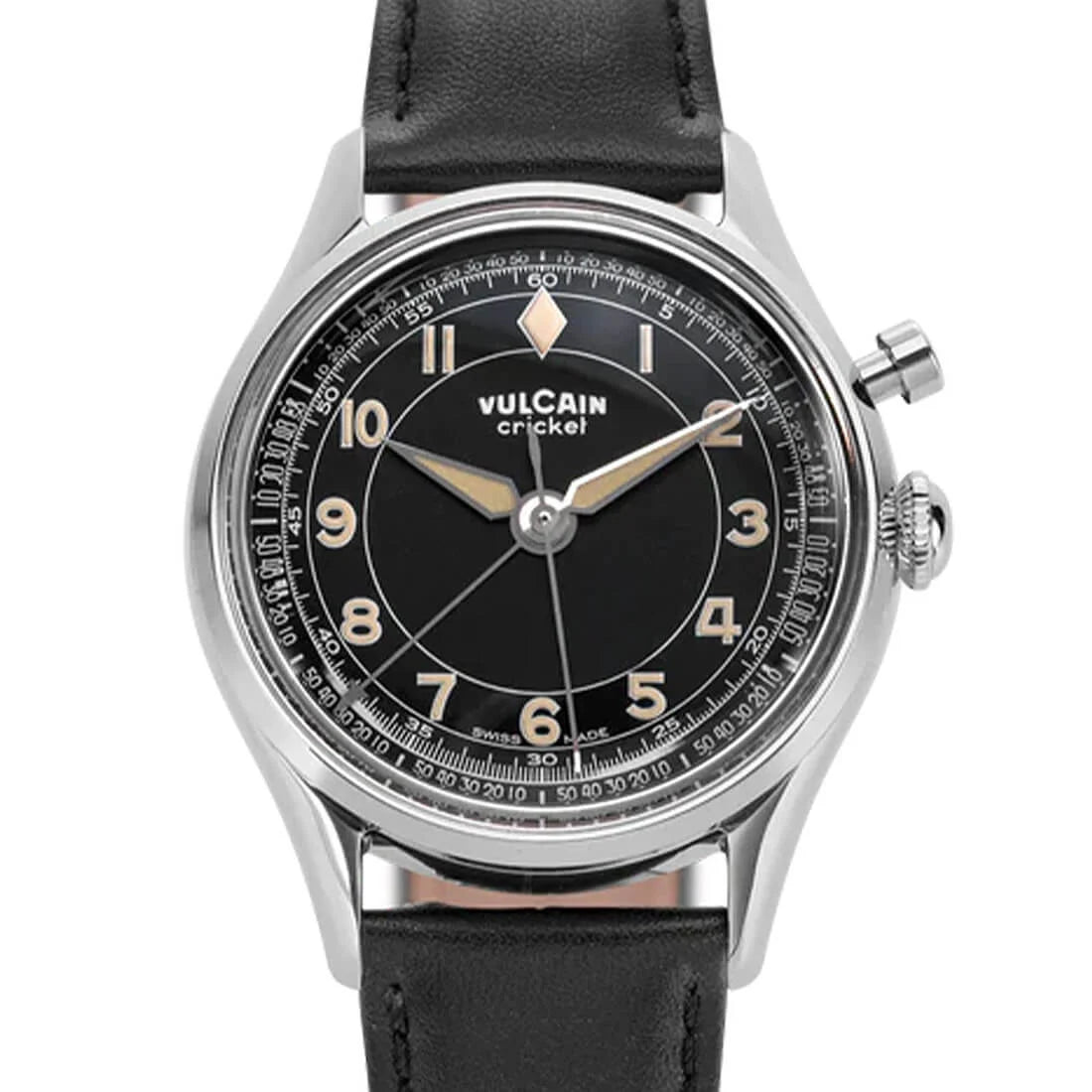 Vulcain Cricket met handopwinding, zwart, 36 mm