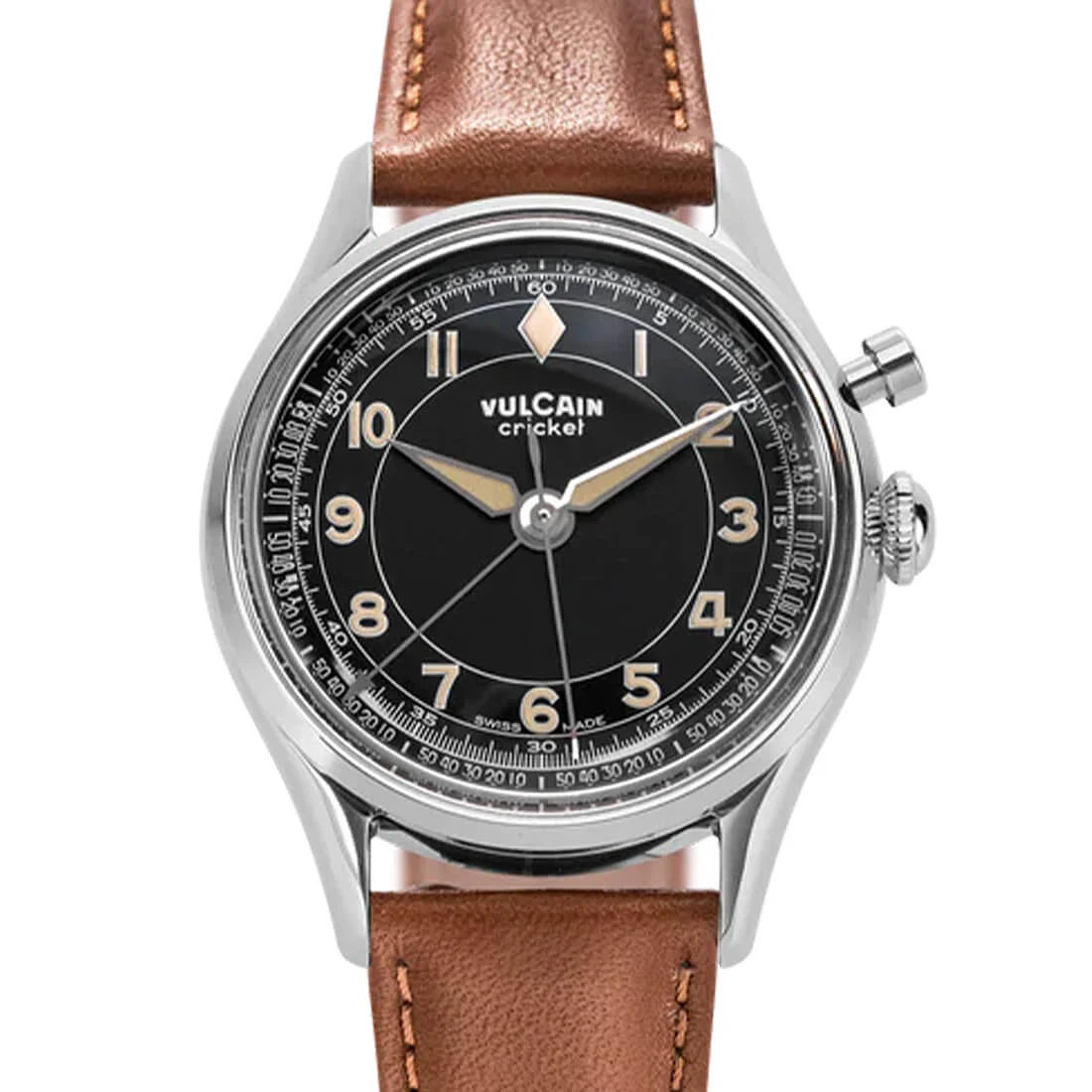 Vulcain Cricket met handopwinding, zwart, 36 mm