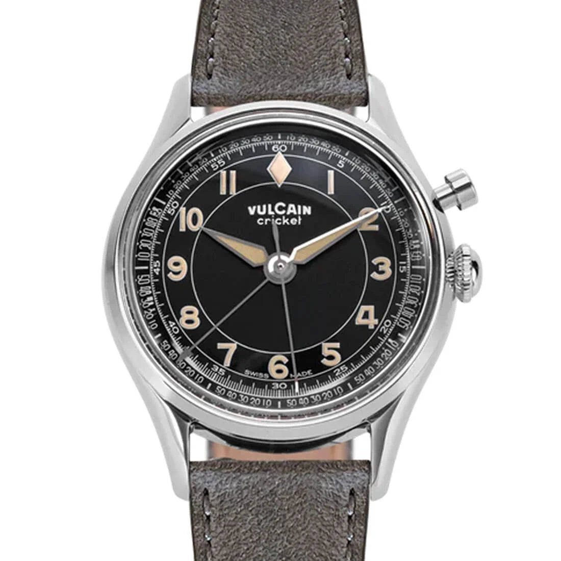 Vulcain Cricket met handopwinding, zwart, 36 mm