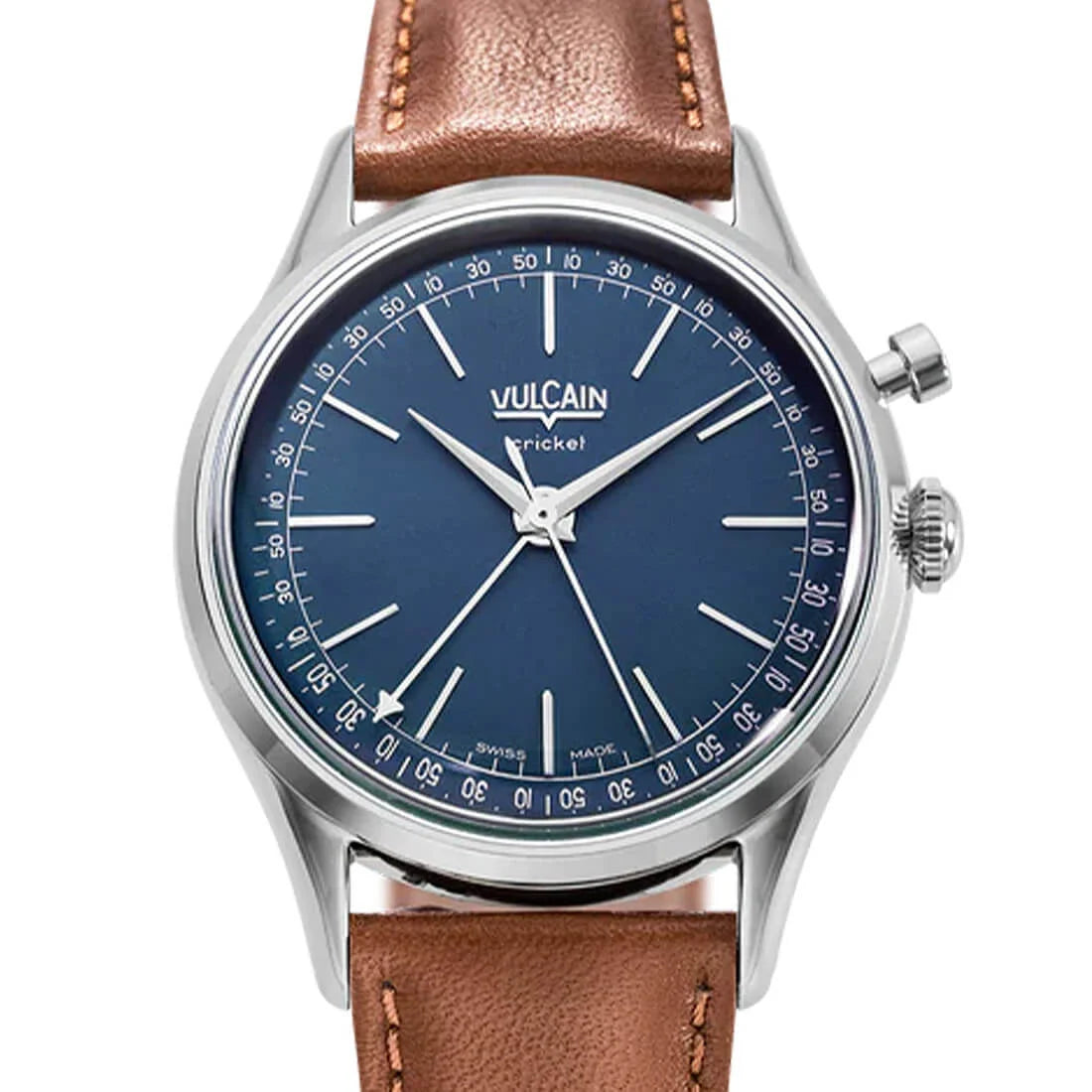 Vulcain Cricket met handopwinding, blauw, 36 mm