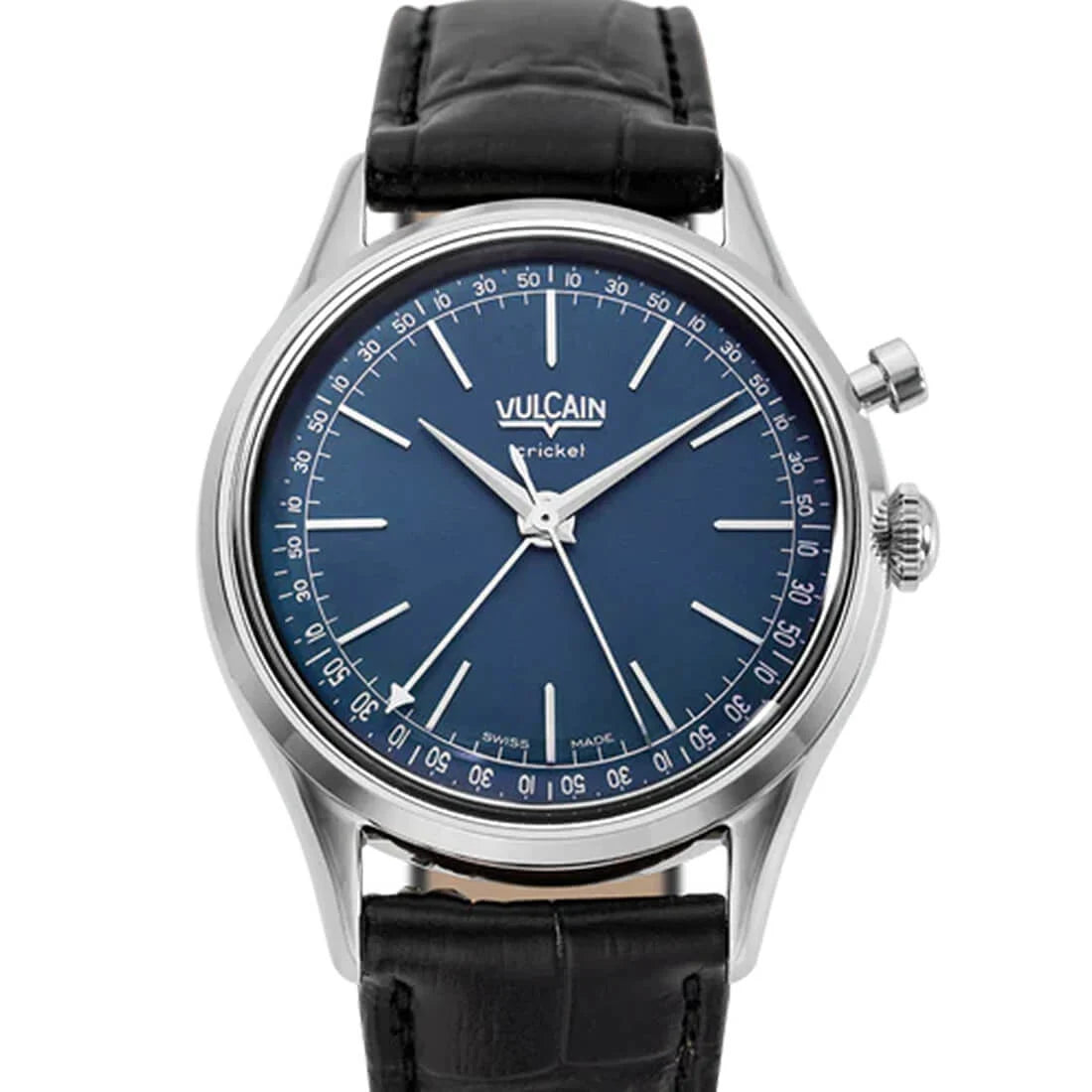 Vulcain Cricket met handopwinding, blauw, 36 mm