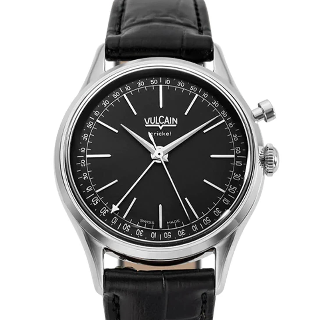 Vulcain Cricket met handopwinding, zwart, 39 mm