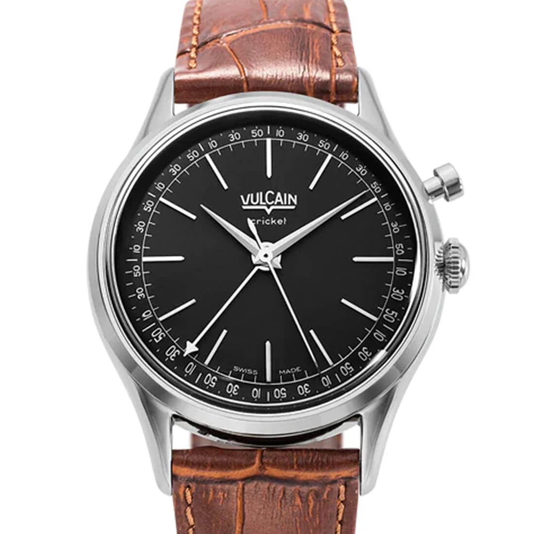 Vulcain Cricket met handopwinding, zwart, 39 mm