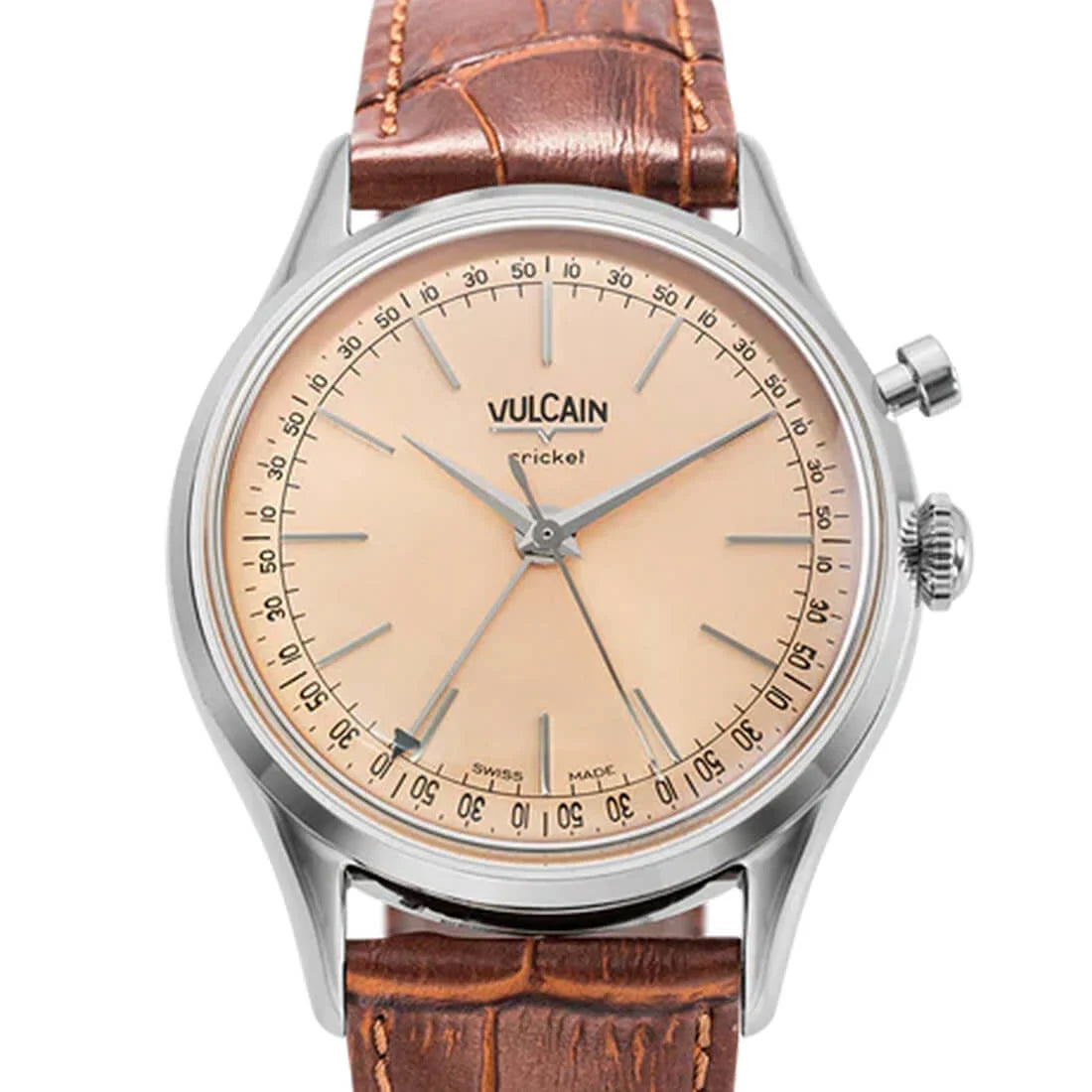 Vulcain Cricket met handopwinding, zalmkleurig, 39 mm