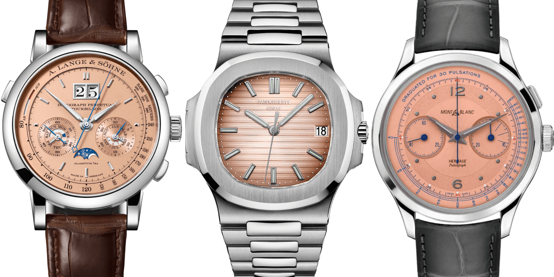 3 watch icons with a salmon dial