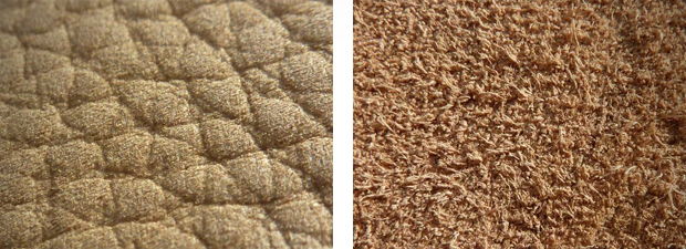 Nubuck leather (left) has a much finer nap than suede (right).