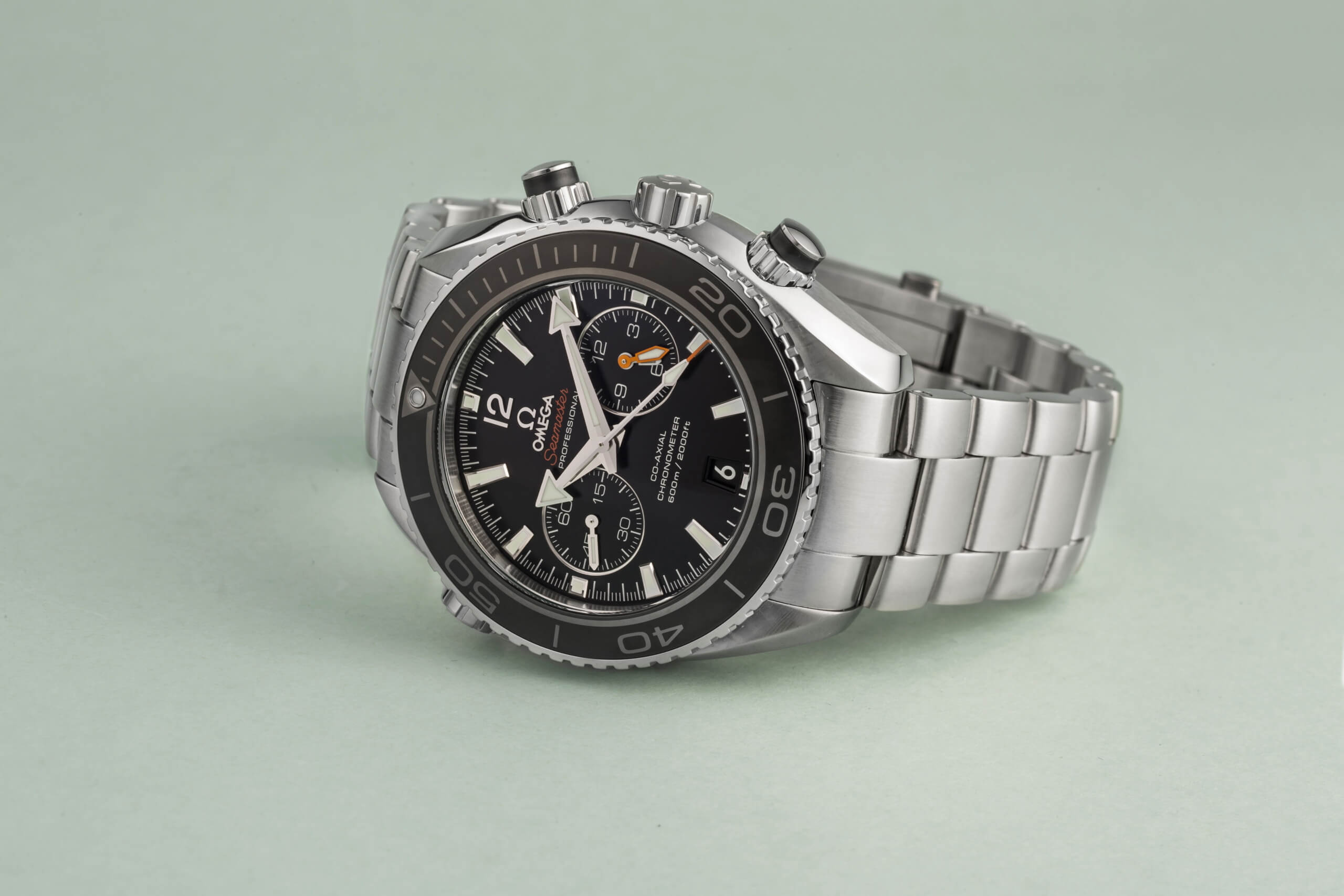 Omega Seamaster with black dial.
