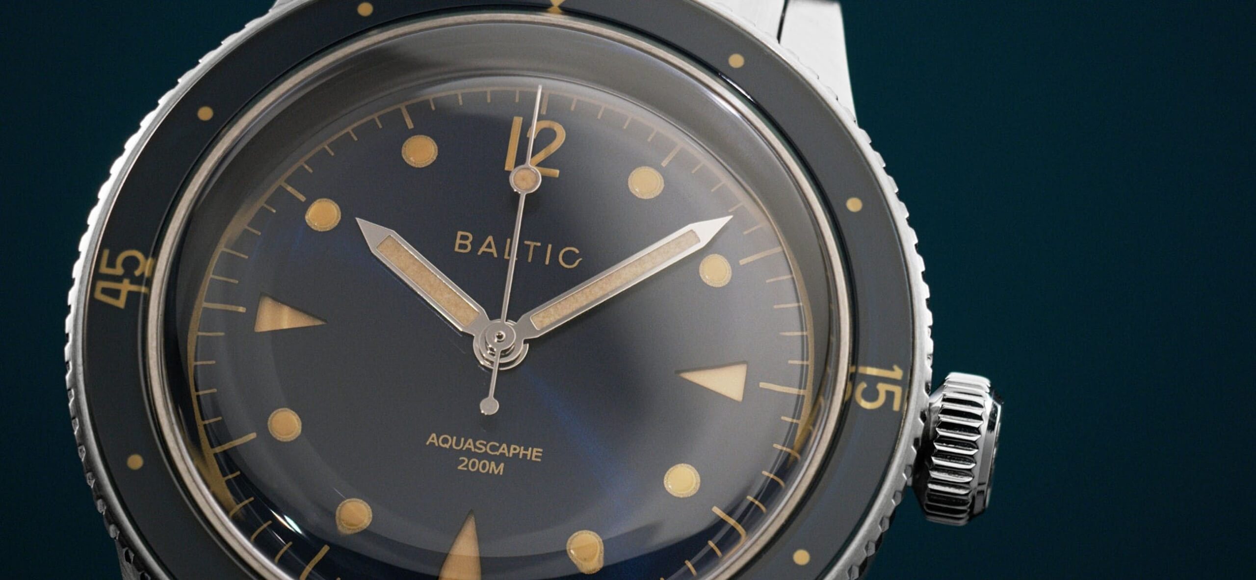 Baltic timepiece, with a dark blue dial.