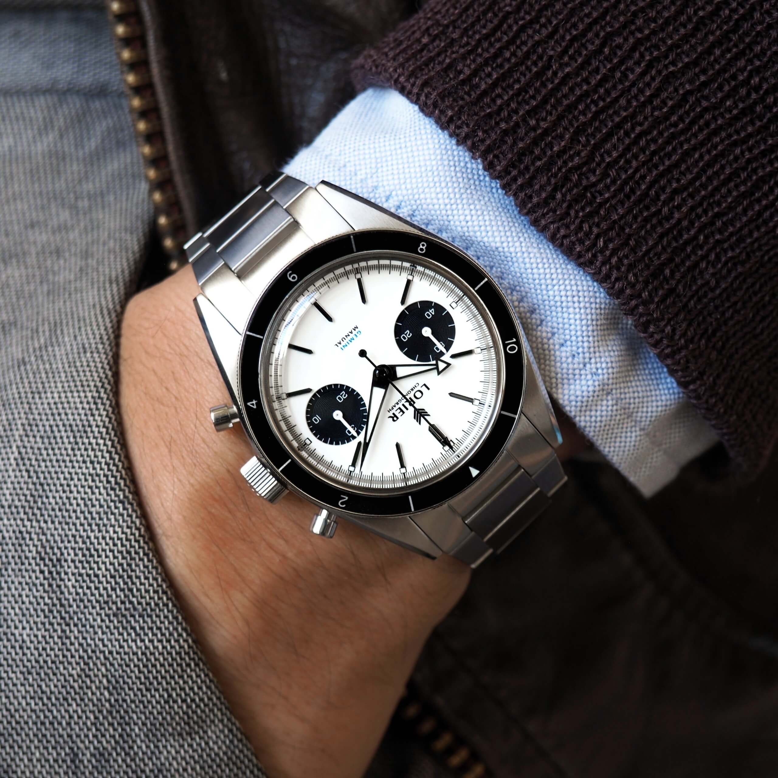 Lorier timepiece with a white dial.